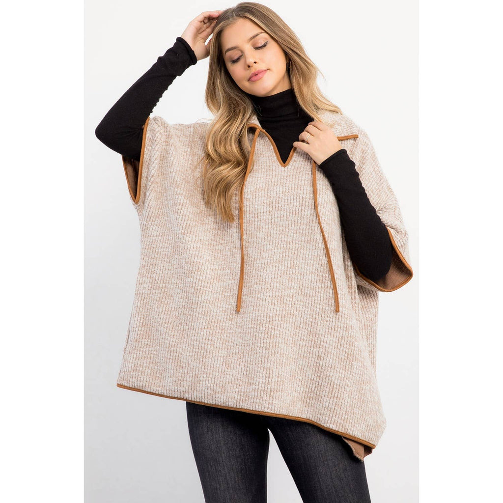Sleeveless Collared Poncho
