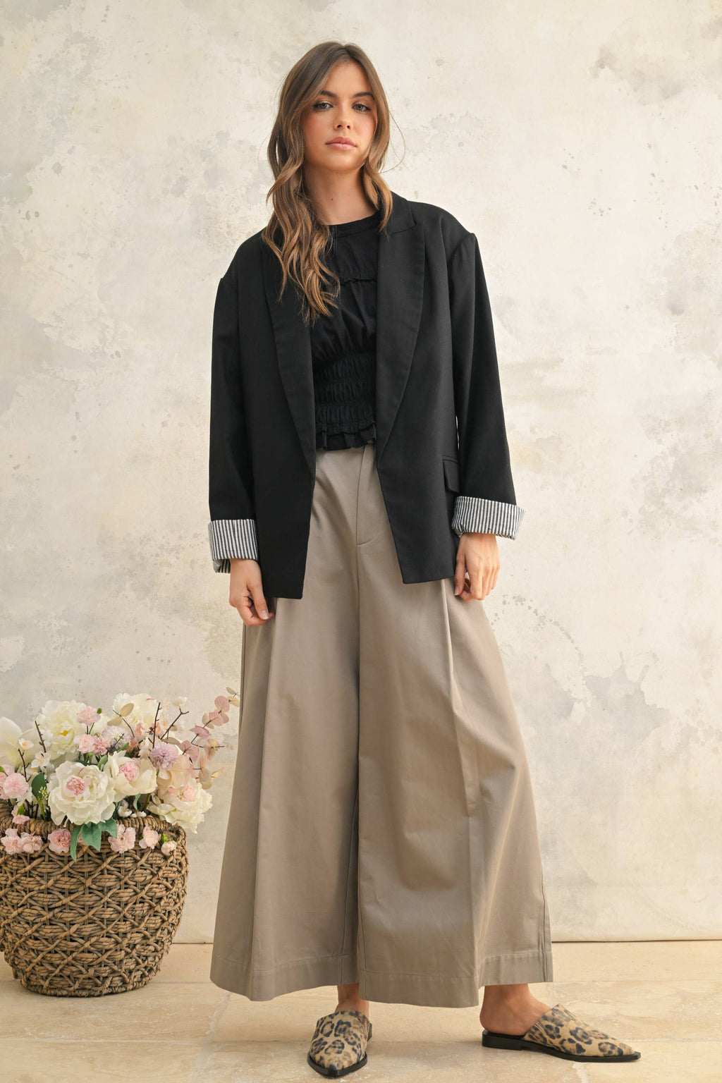 Blazer with Contrast Sleeve Cuff