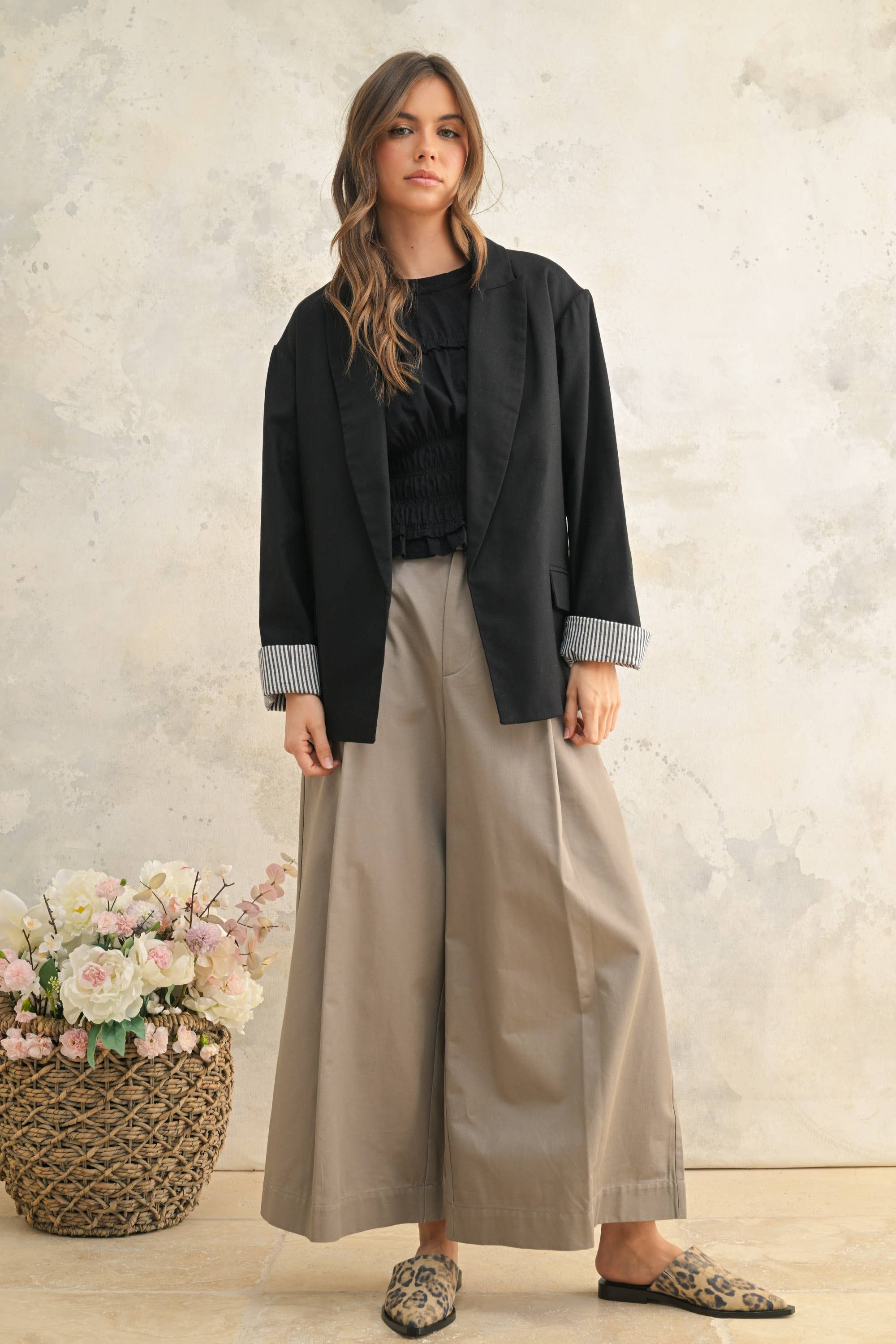 Blazer with Contrast Sleeve Cuff