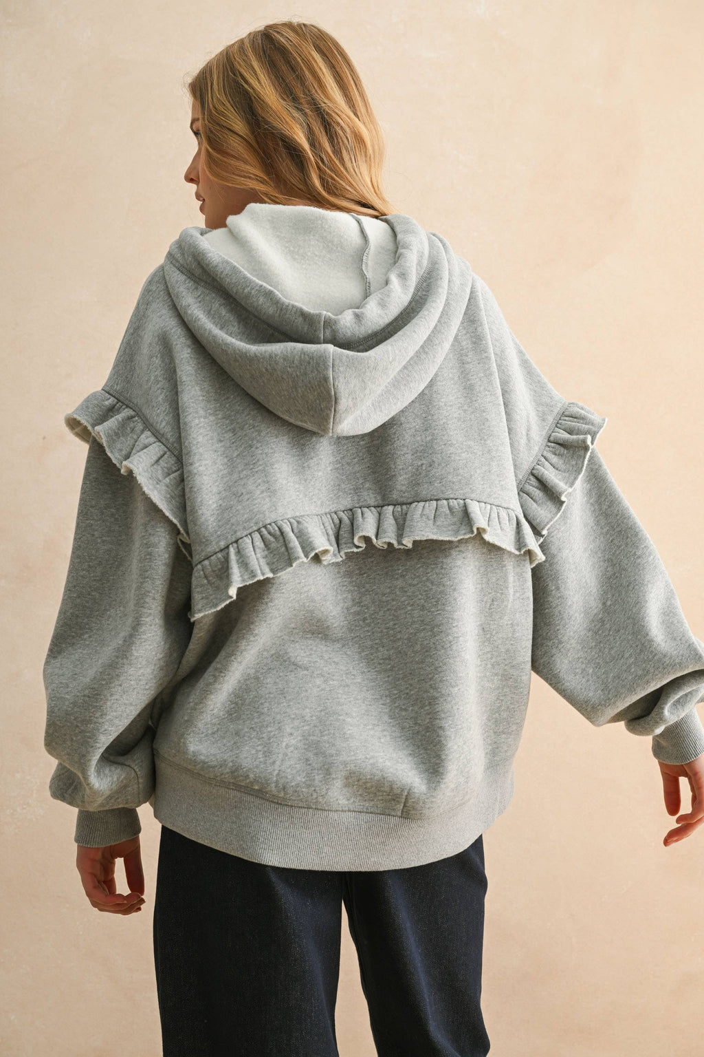 Ruffle Detail Hoodie