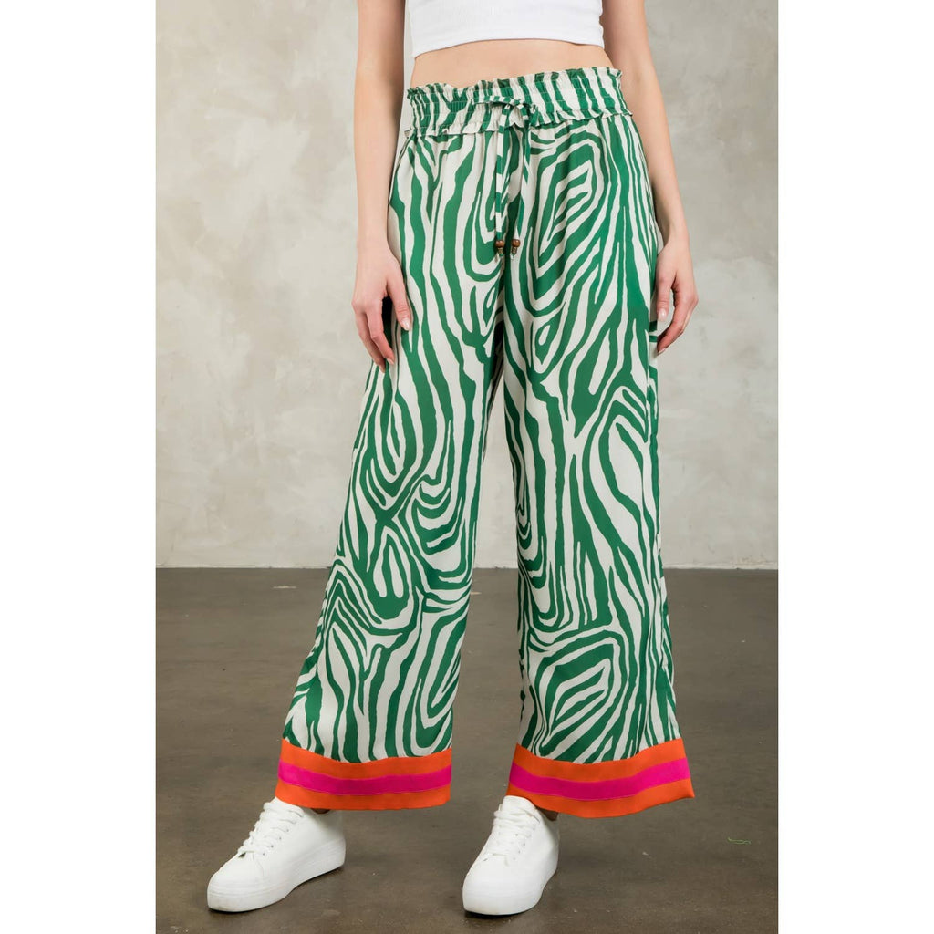Zebra Print Wide Leg Pants