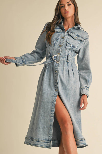 Long Sleeve Denim Shirt Dress