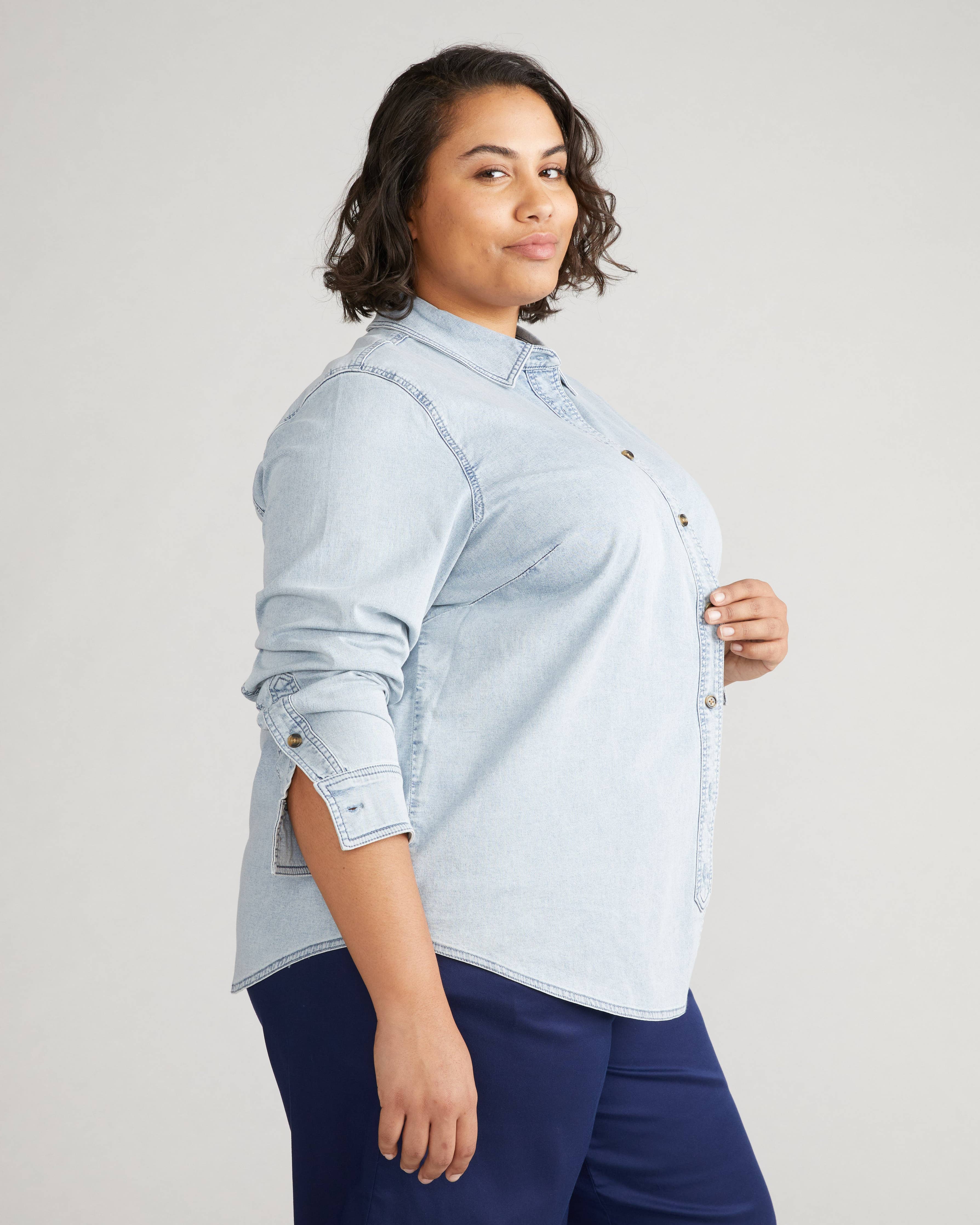 Minimalist Stretch Cotton Chambray Shirt - Heritage Blue