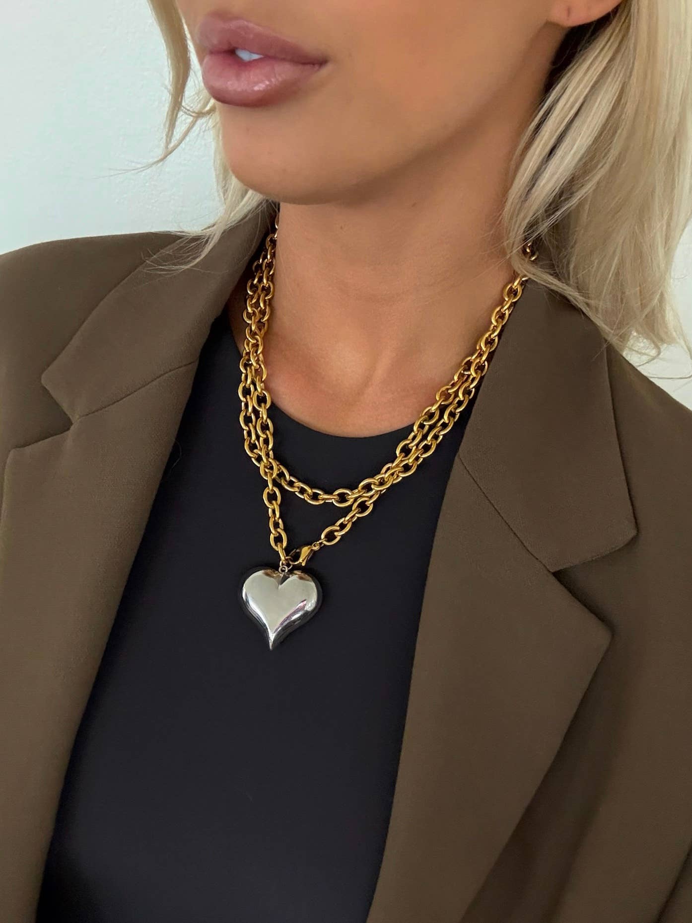 Two-Toned Heart Necklace