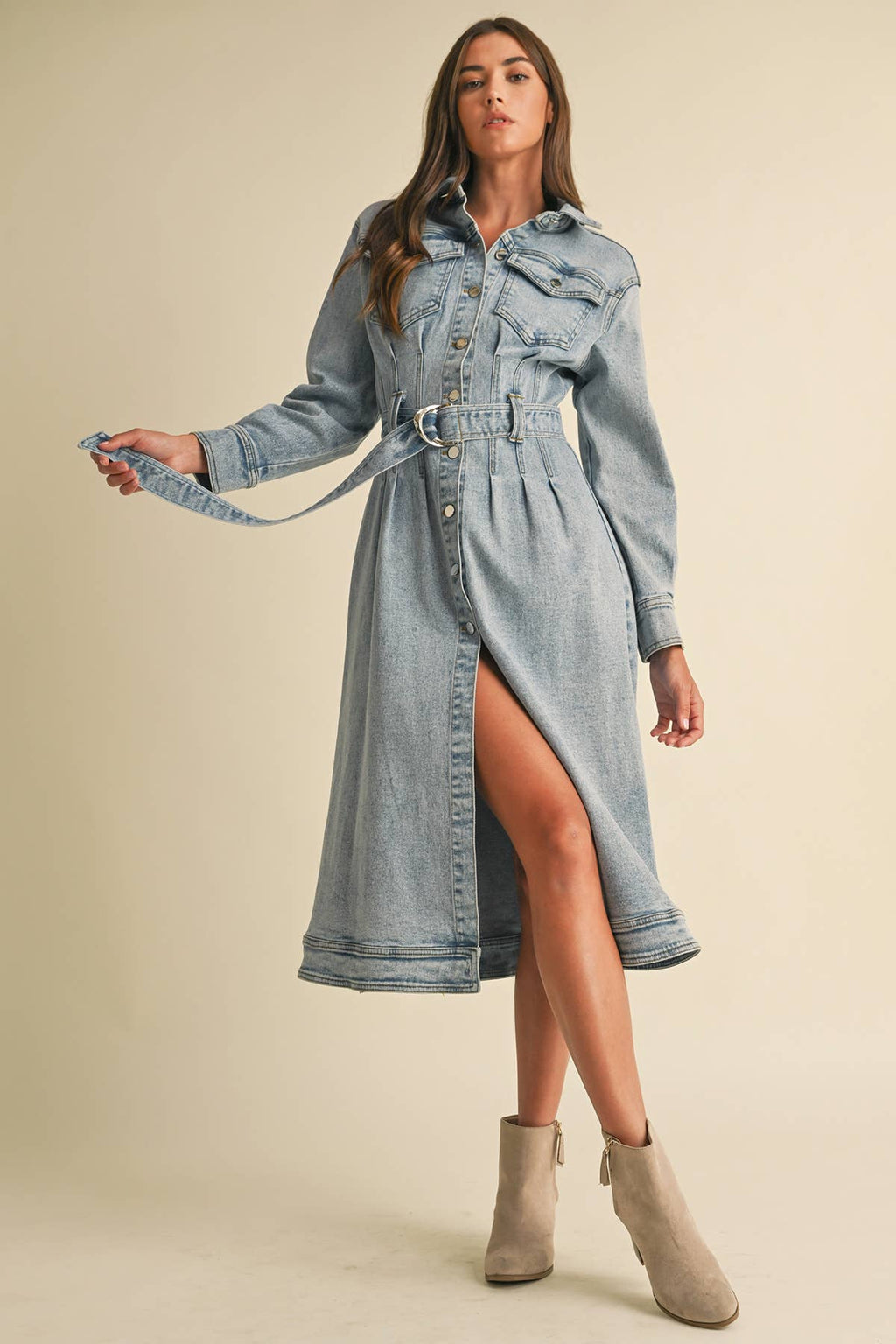Long Sleeve Denim Shirt Dress