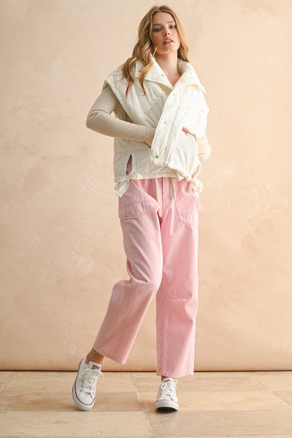 Lace Crochet Trim Puff Vest