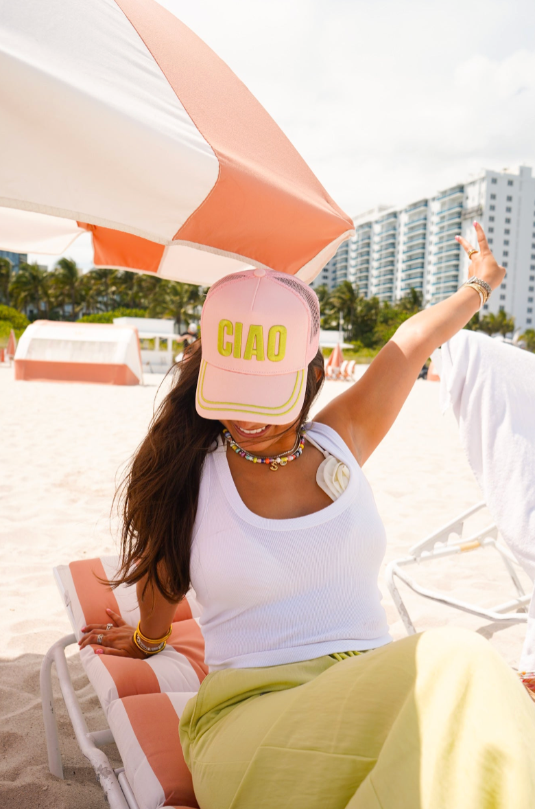 Ciao | Pink Canvas Trucker Hat