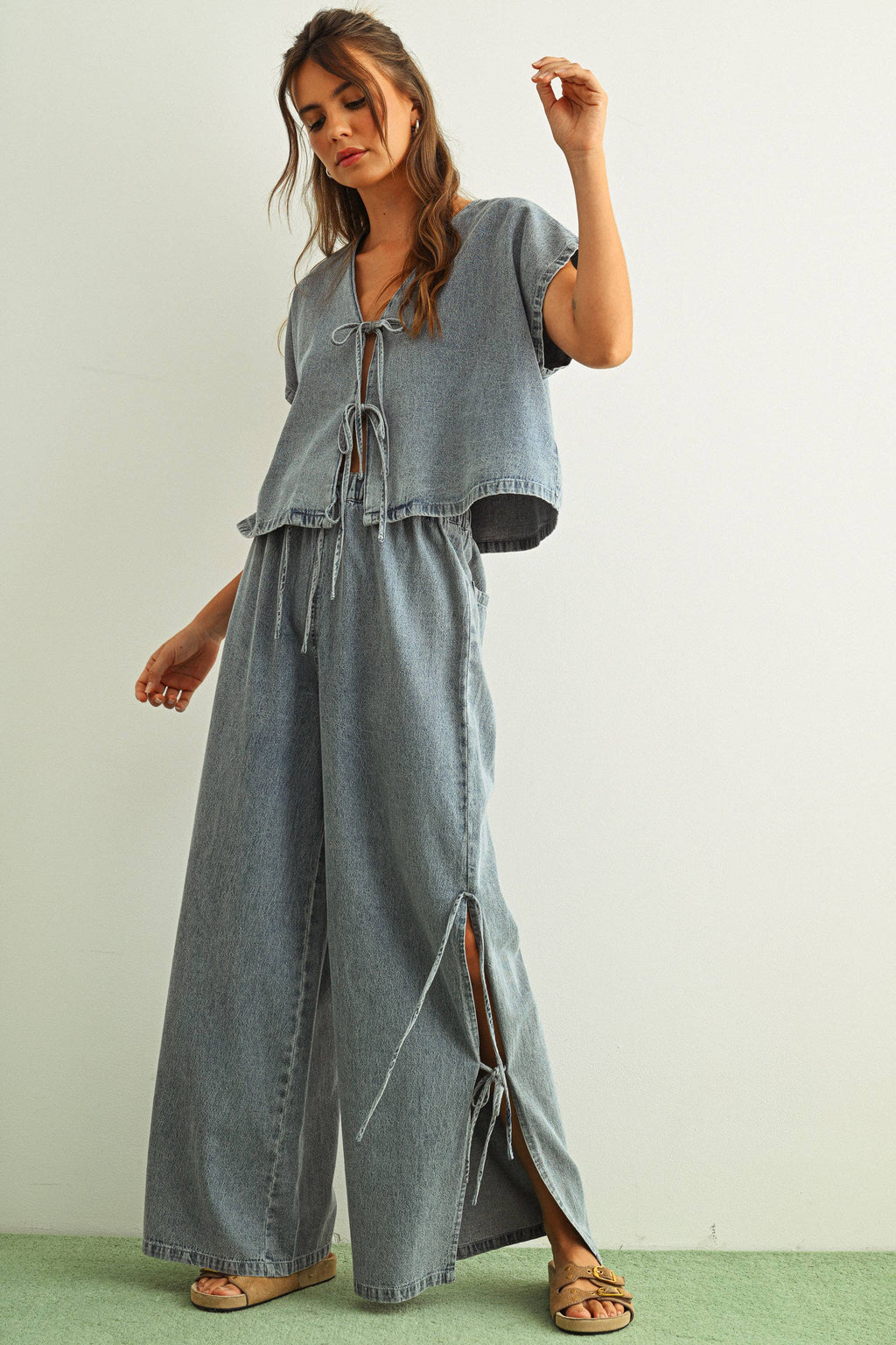 Denim Tie Pants