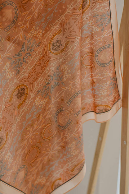Western Harvest in Dusty Rose Silk Wild Rag Scarf