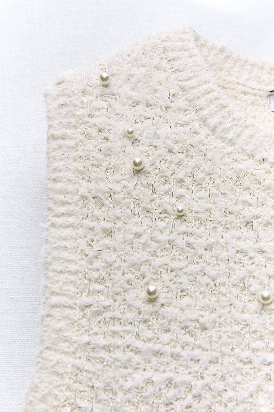 Knit Tweed and Pearl Mini Dress