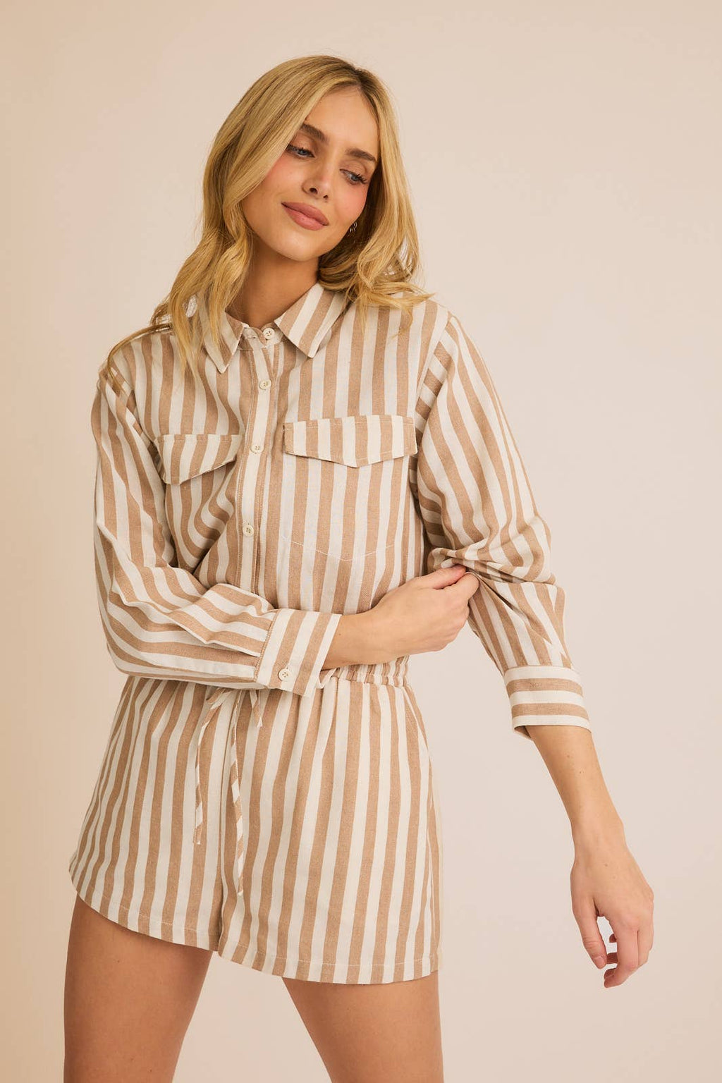 Long-Sleeve Button Down Romper