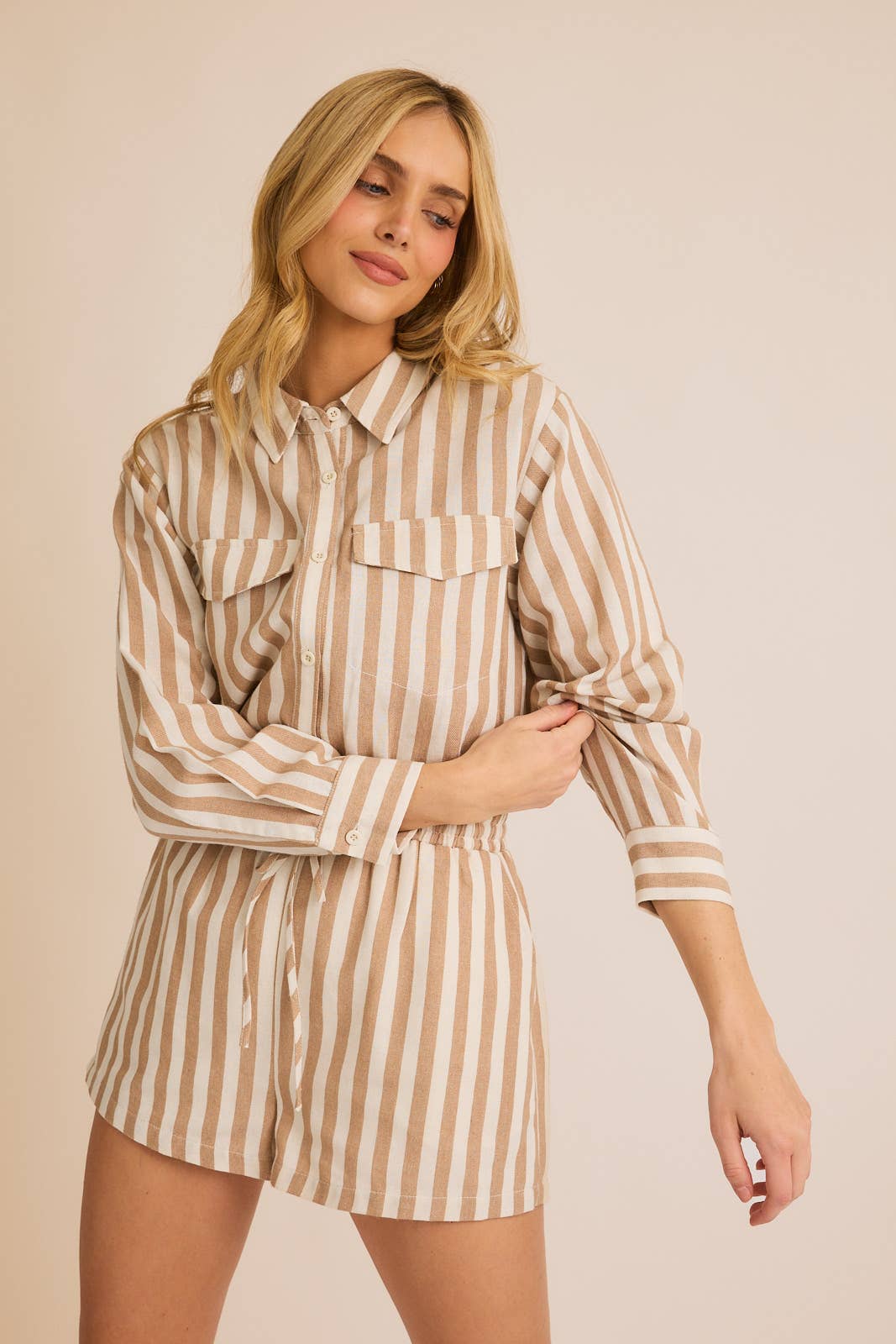 Long-Sleeve Button Down Romper