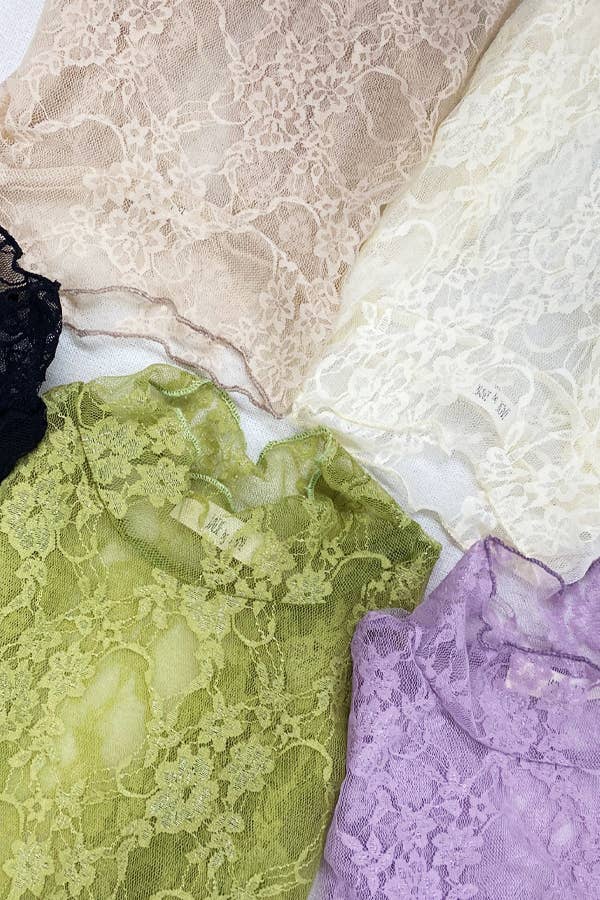 Mesh Floral Print Burnout Shirt