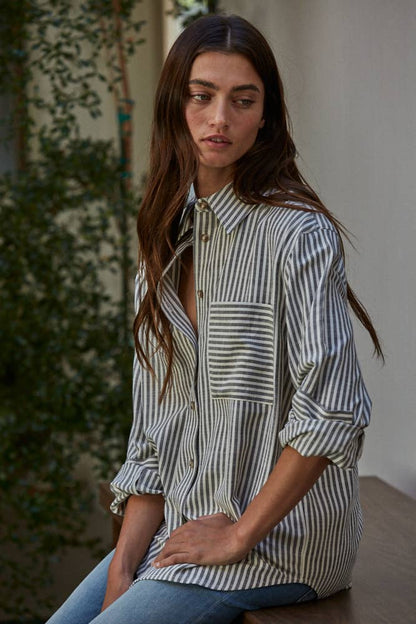 Striped Long-Sleeve Button Down