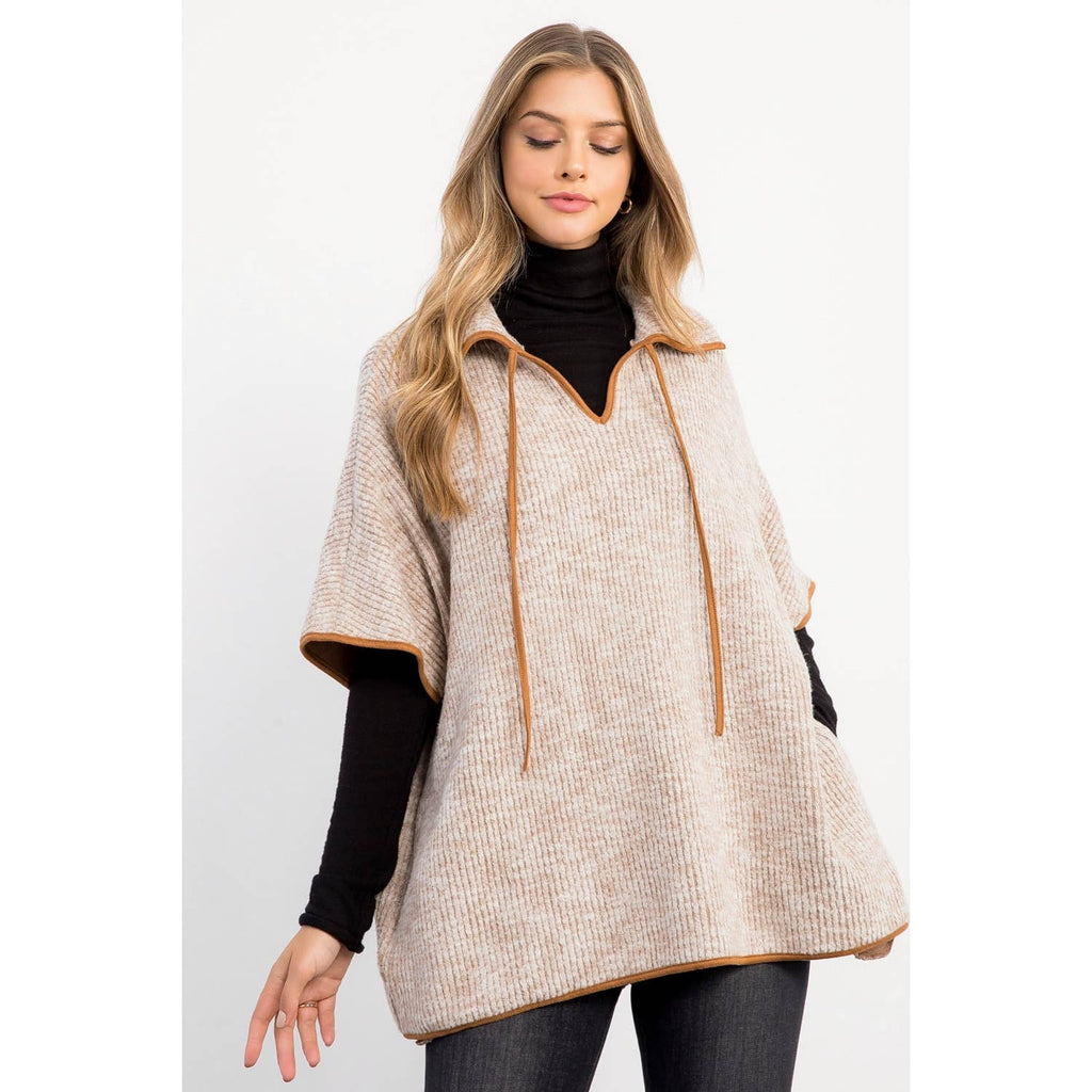 Sleeveless Collared Poncho
