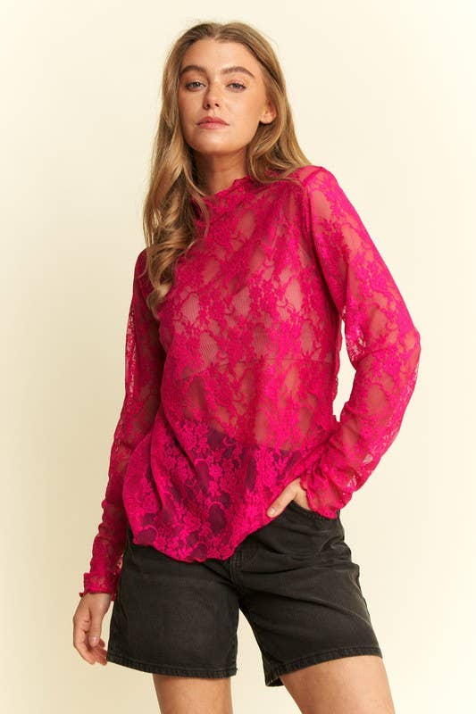 Mesh Floral Print Burnout Shirt