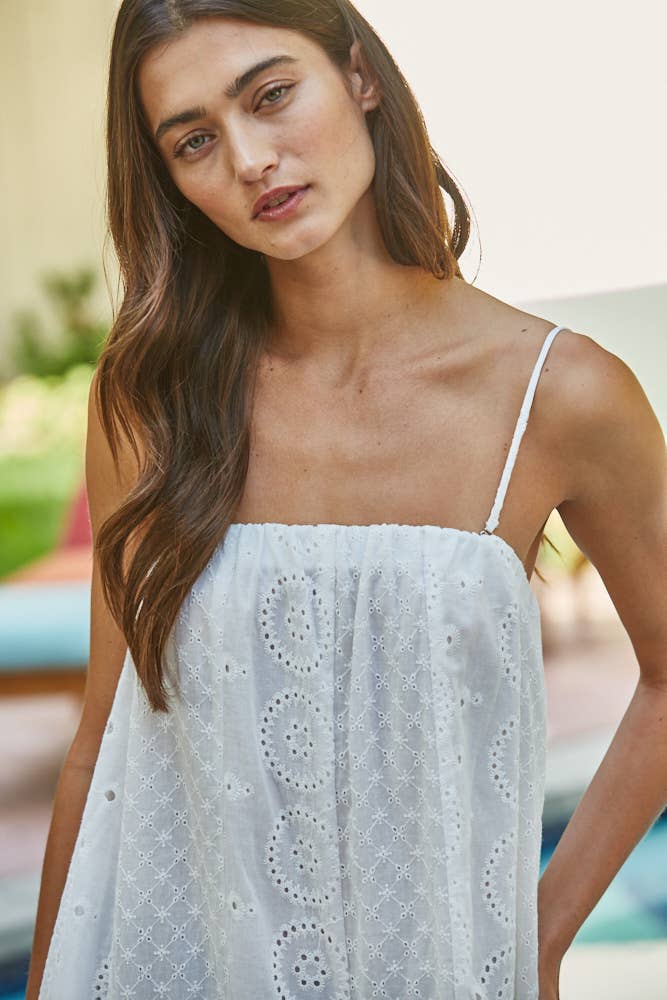 Eyelet Detail Wide Leg Jumpsuit