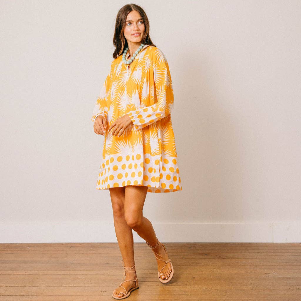Gold Palm Geo with Gold Dot Lilly Dress – Velvet Fray