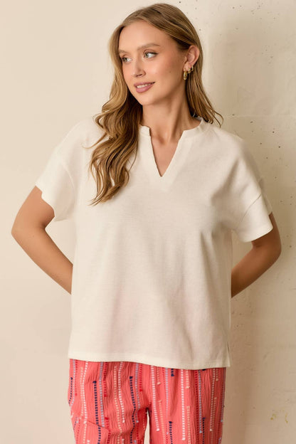 V-Neck Knit Short-Sleeve Shirt