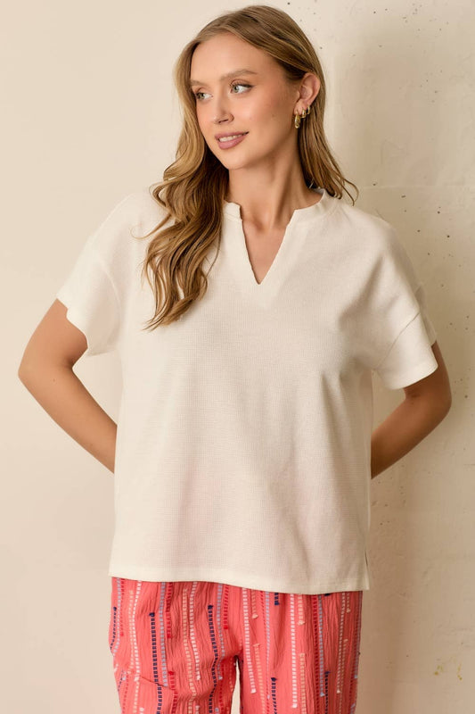 V-Neck Knit Short-Sleeve Shirt