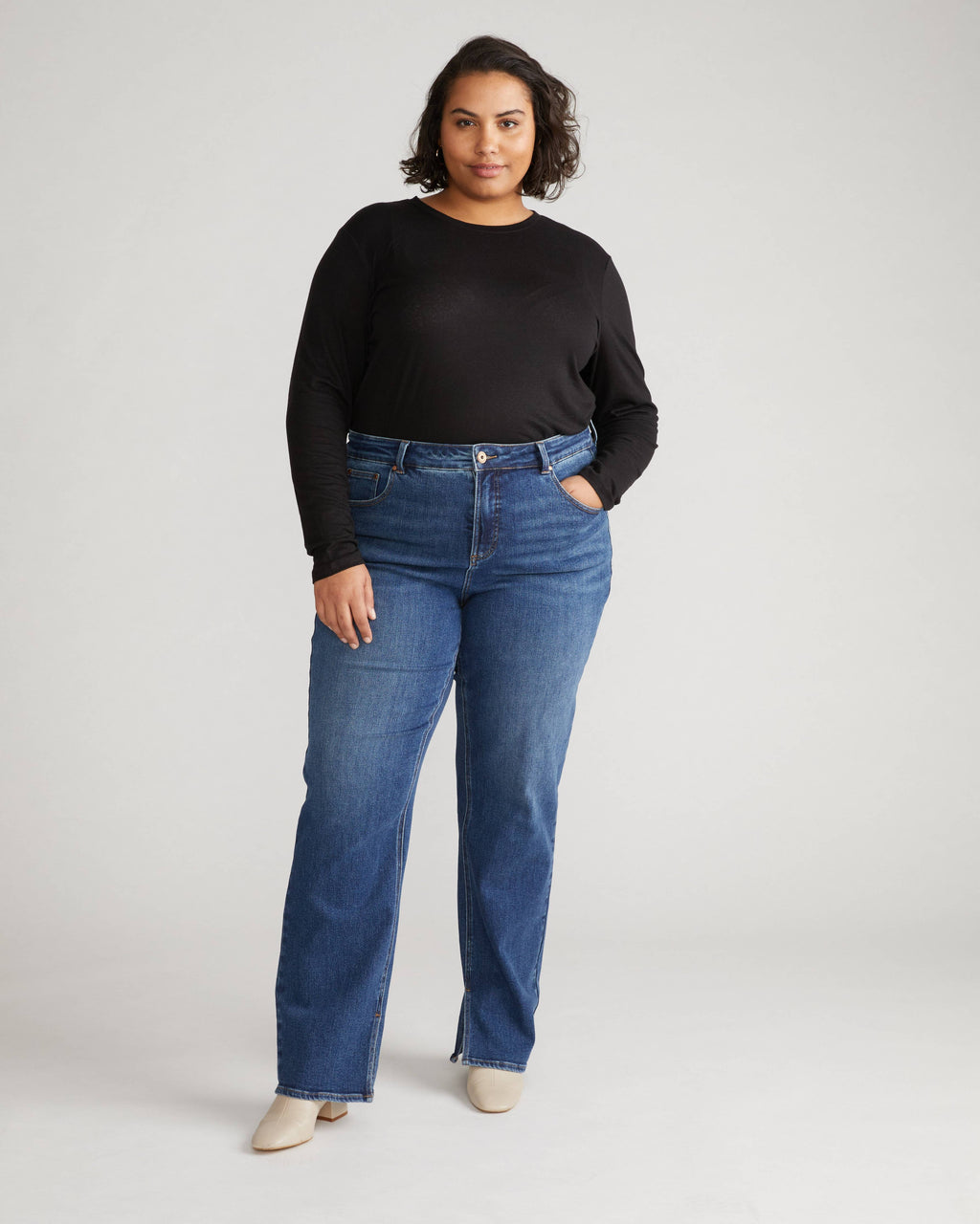 Mimi High Rise Split Hem Jeans  - Midnight River