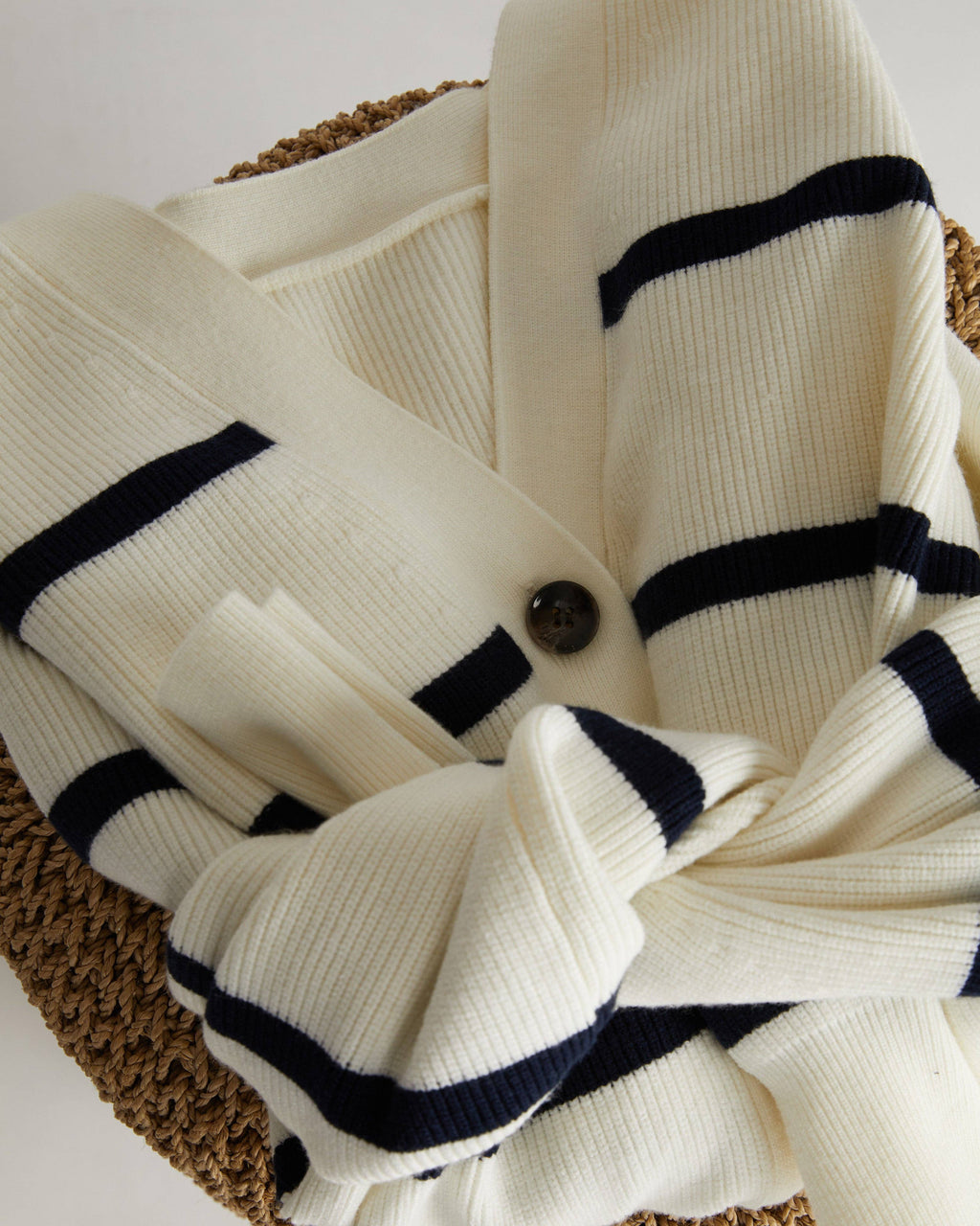 Better-Than-Wool Cardigan - White/Navy Stripe