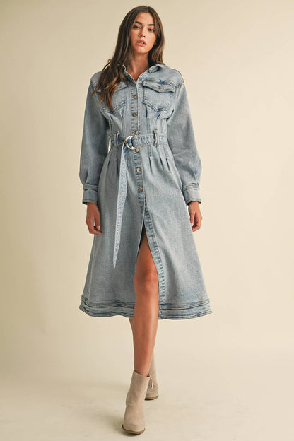 Long Sleeve Denim Shirt Dress