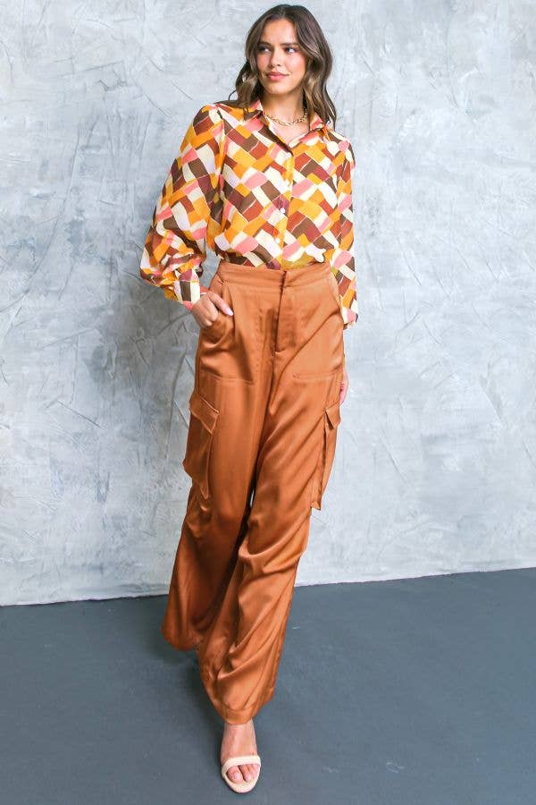 Satin Cargo Pants