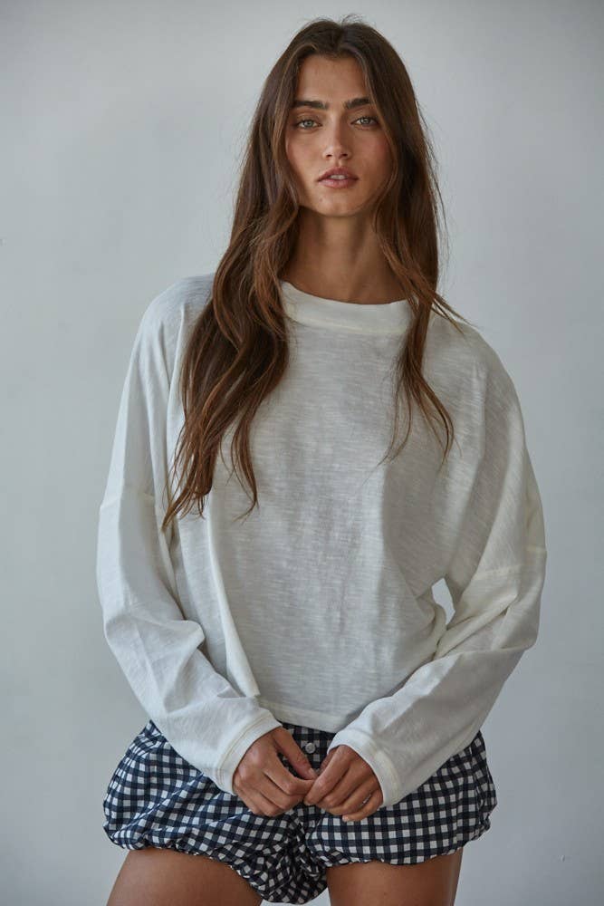 Cotton Mock Neck Longsleeve Top