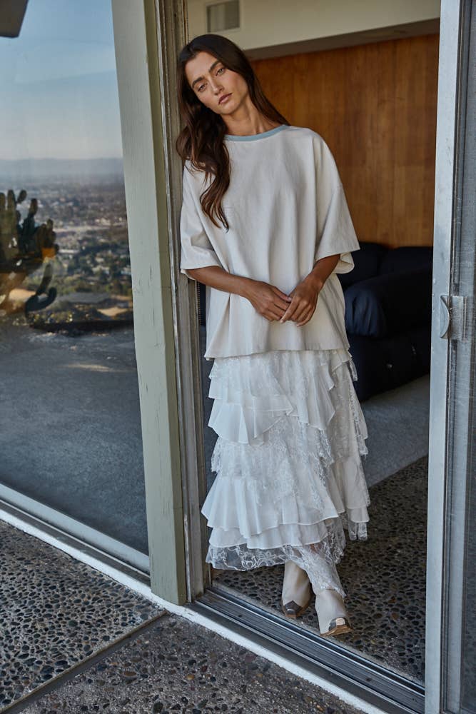 Oversized Contrast Crew Neck T-Shirt