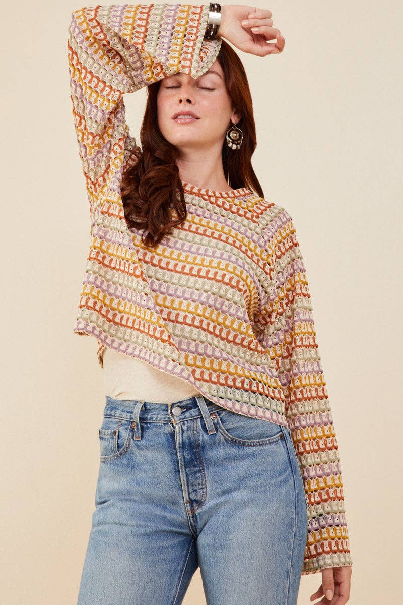 Multicolor Loose Knit Relaxed Top