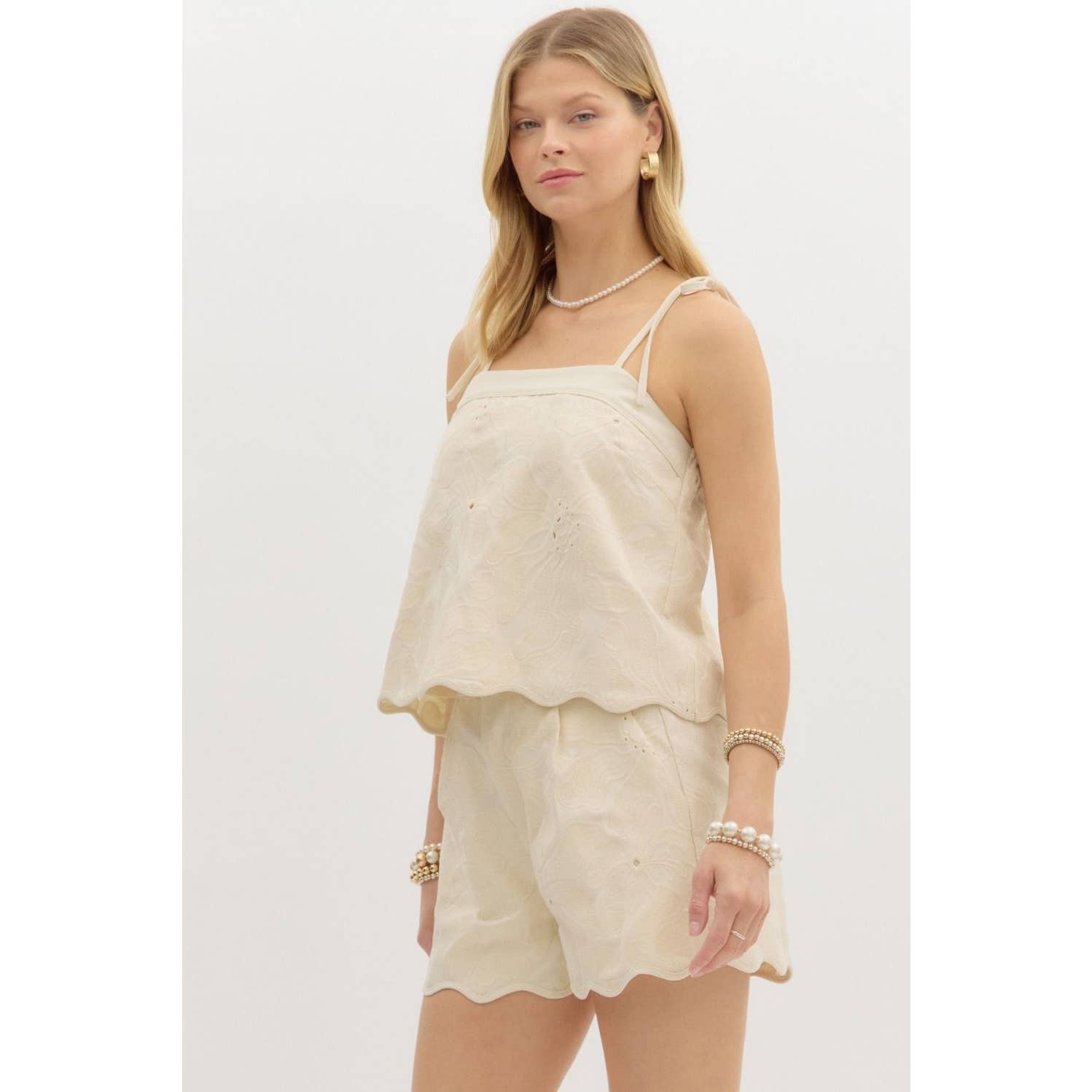 Floral Embroidered Tie Top