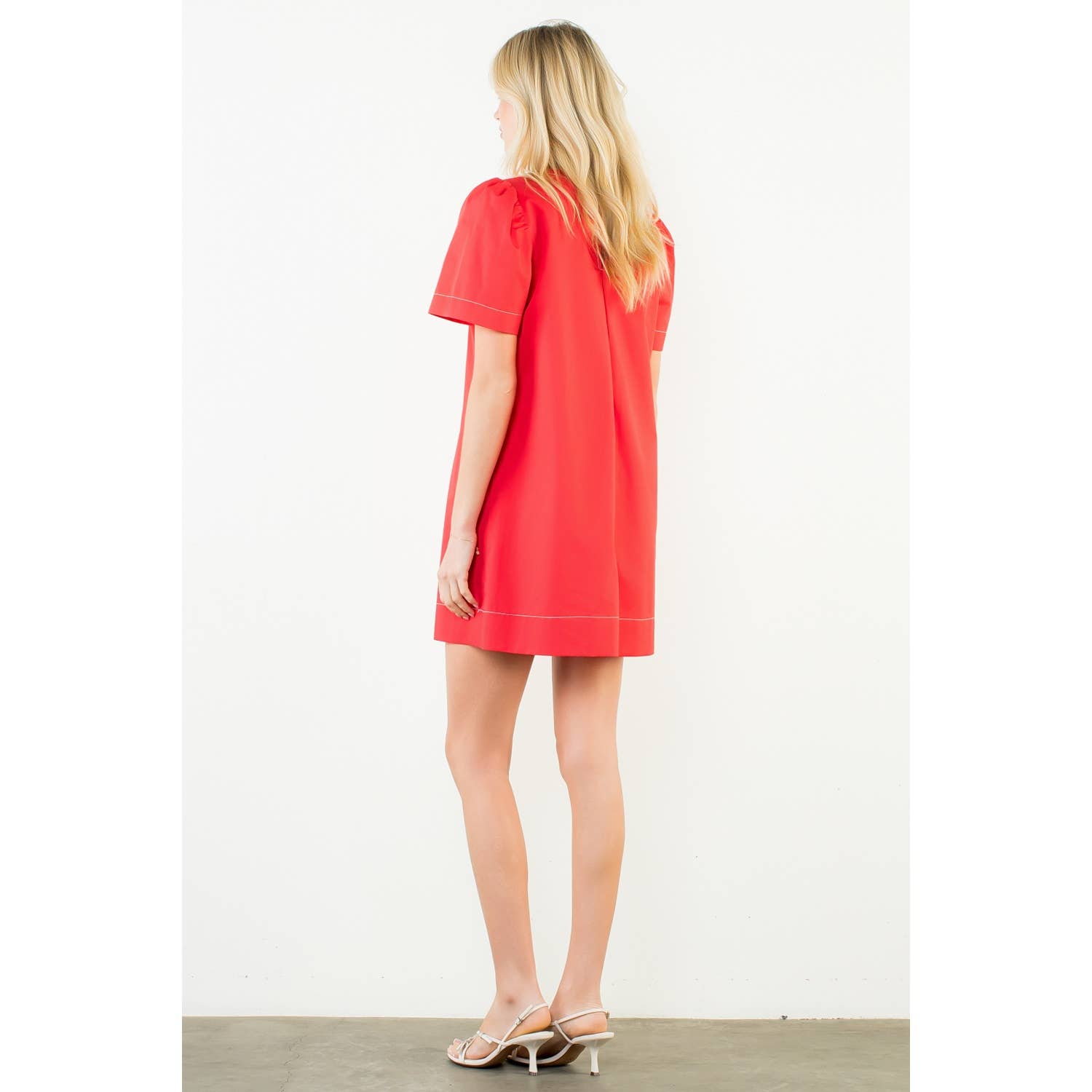 Short Sleeve Contrast Stitch Dress