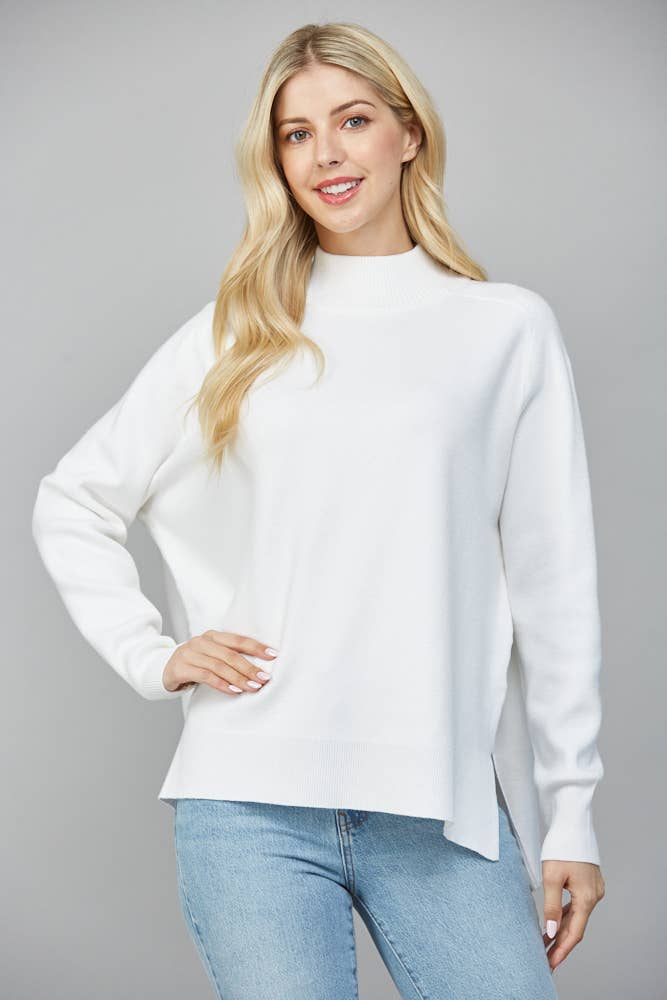 White Mock Neck Sweater
