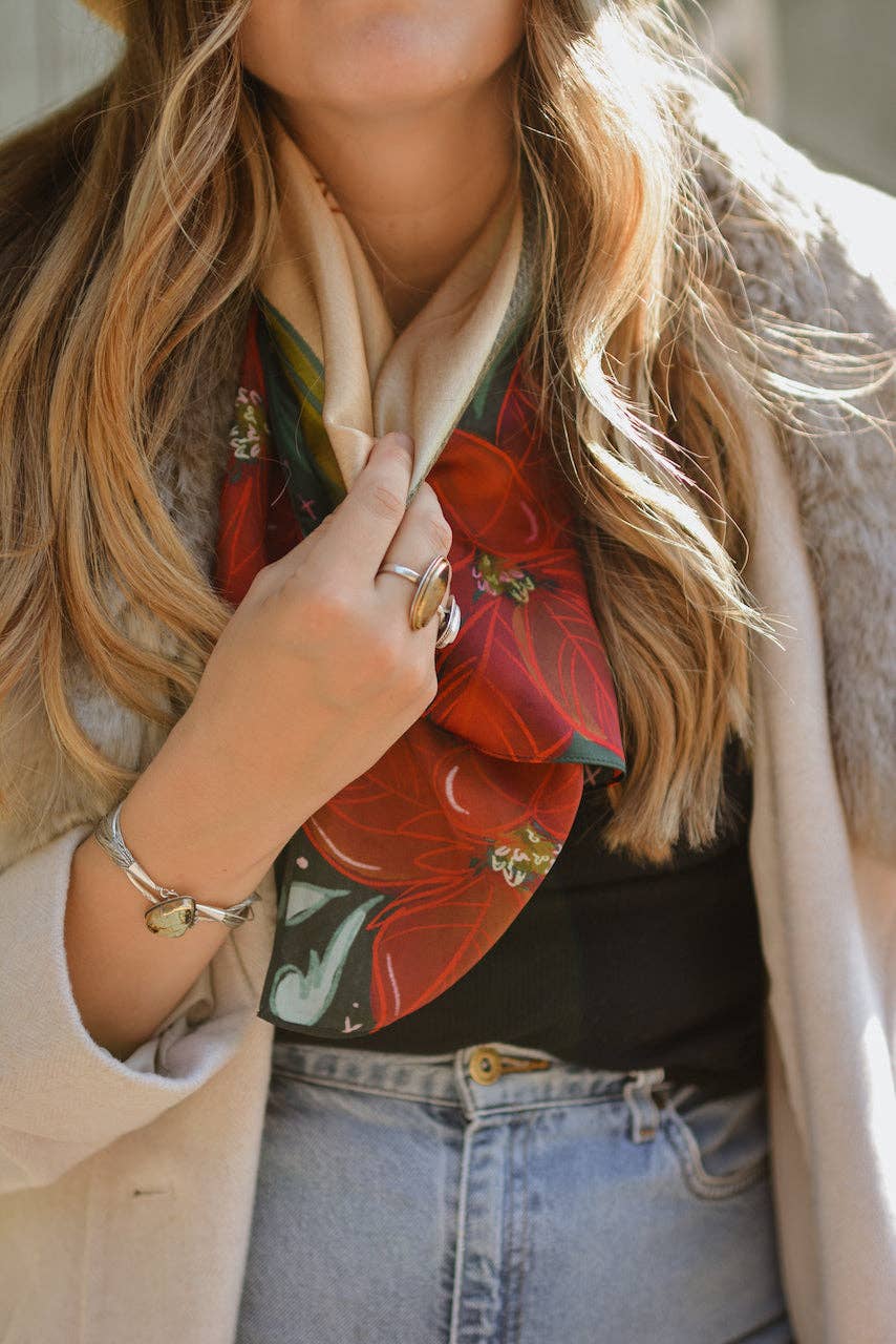 Cowboy Christmas Bronc Holiday Silk 35x35 Wild Rag