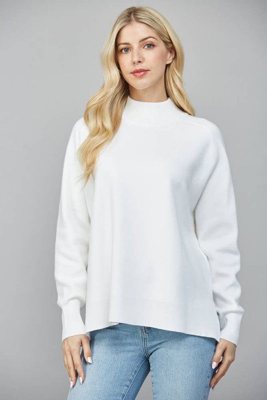 White Mock Neck Sweater