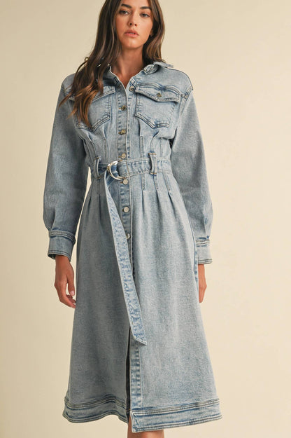 Long Sleeve Denim Shirt Dress
