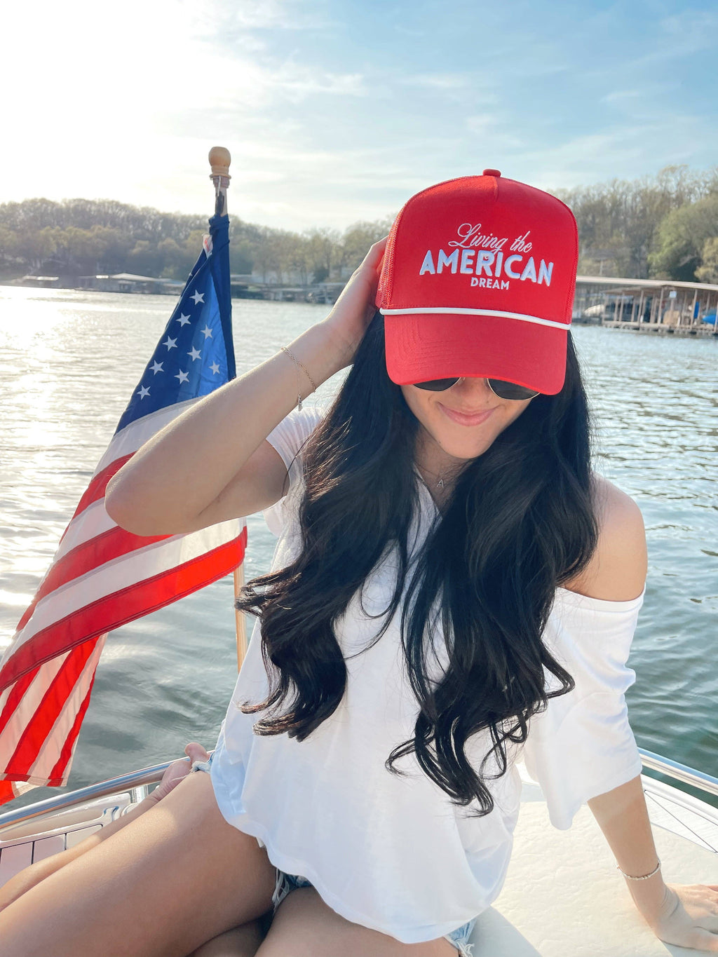 Living the American Dream | Red Vintage Trucker Hat