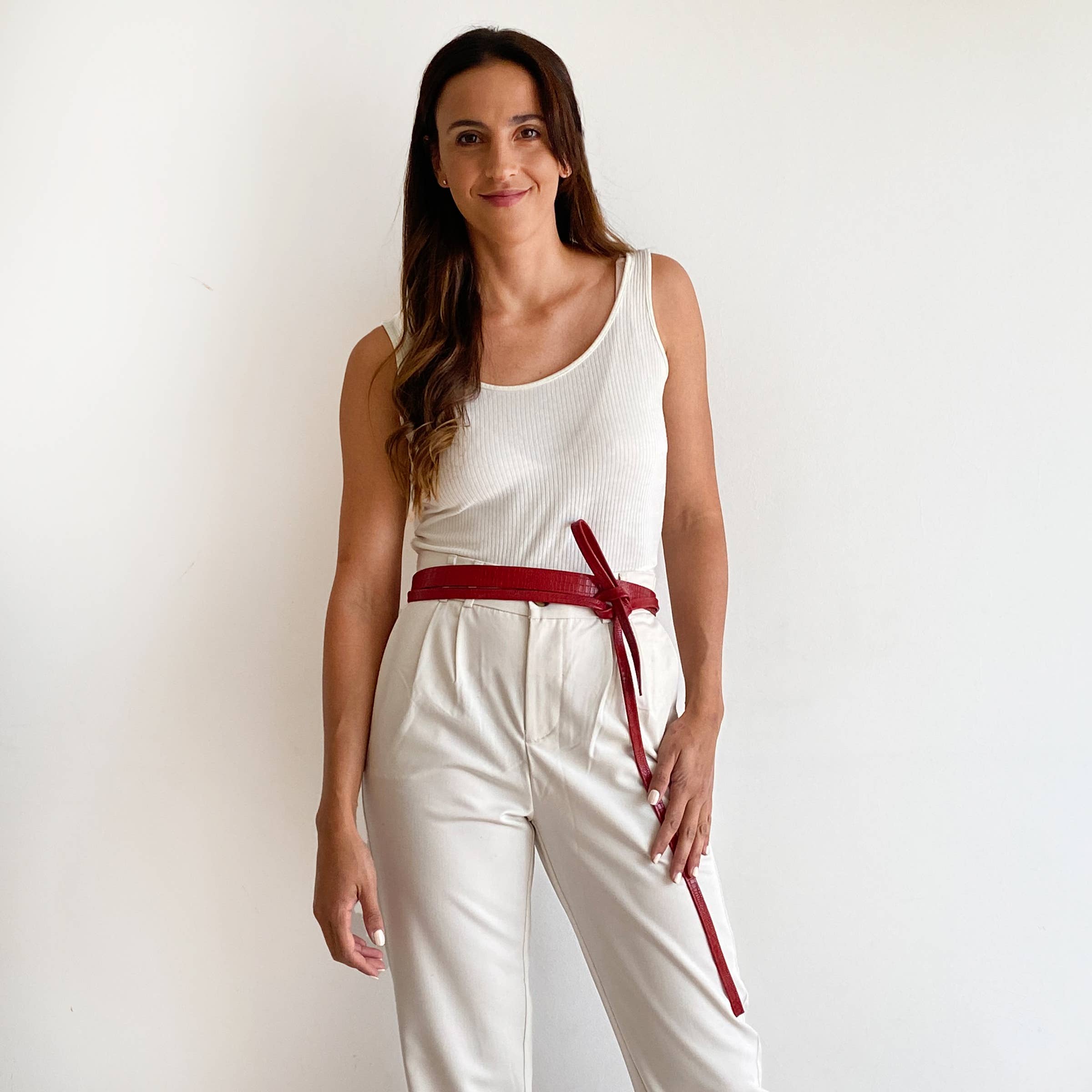 Skinny Wrap Belt - Red Croco