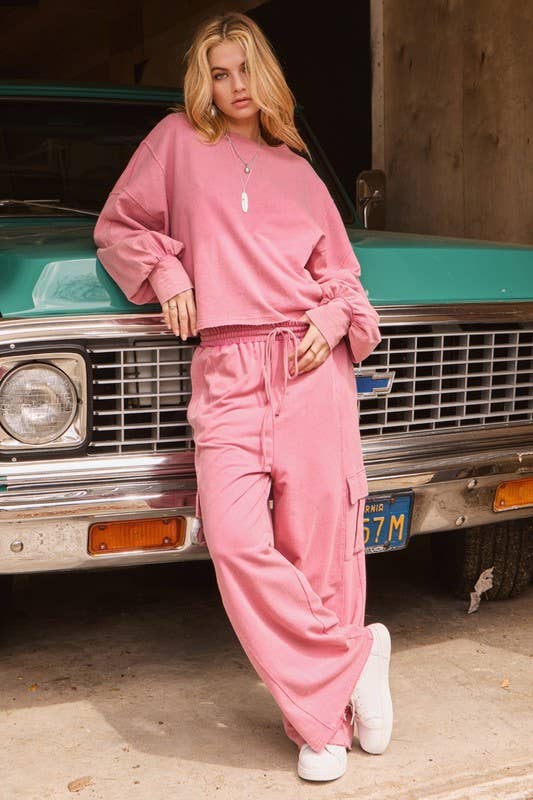 Acid Washed Wide Leg Sweatpants