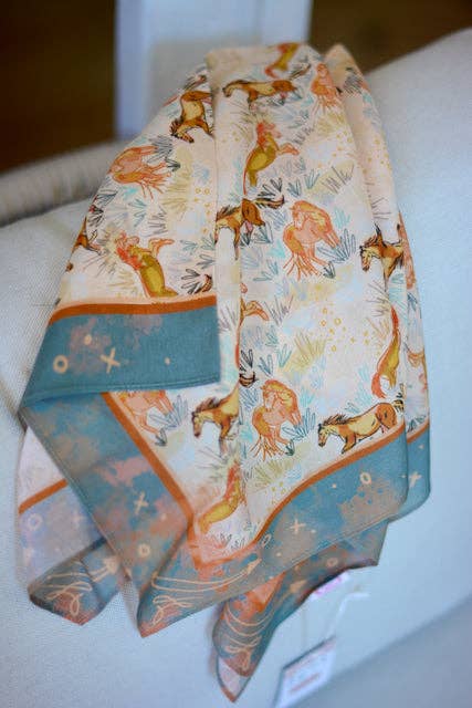 Wild Horses Mustang Meadow Wild Rag Silk Scarf Shortie