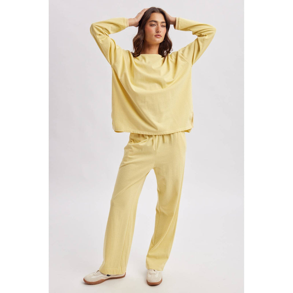 Lemon Butter Striped Pants Set