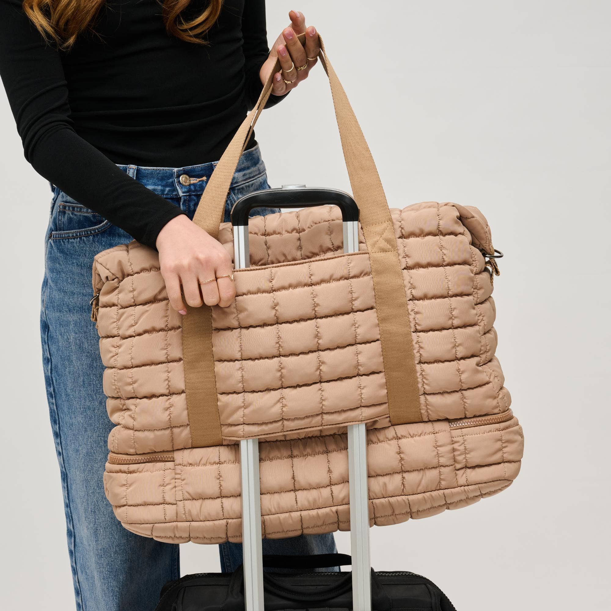 Globetrotter Quilted Nylon Puffer Travel Weekender Bag