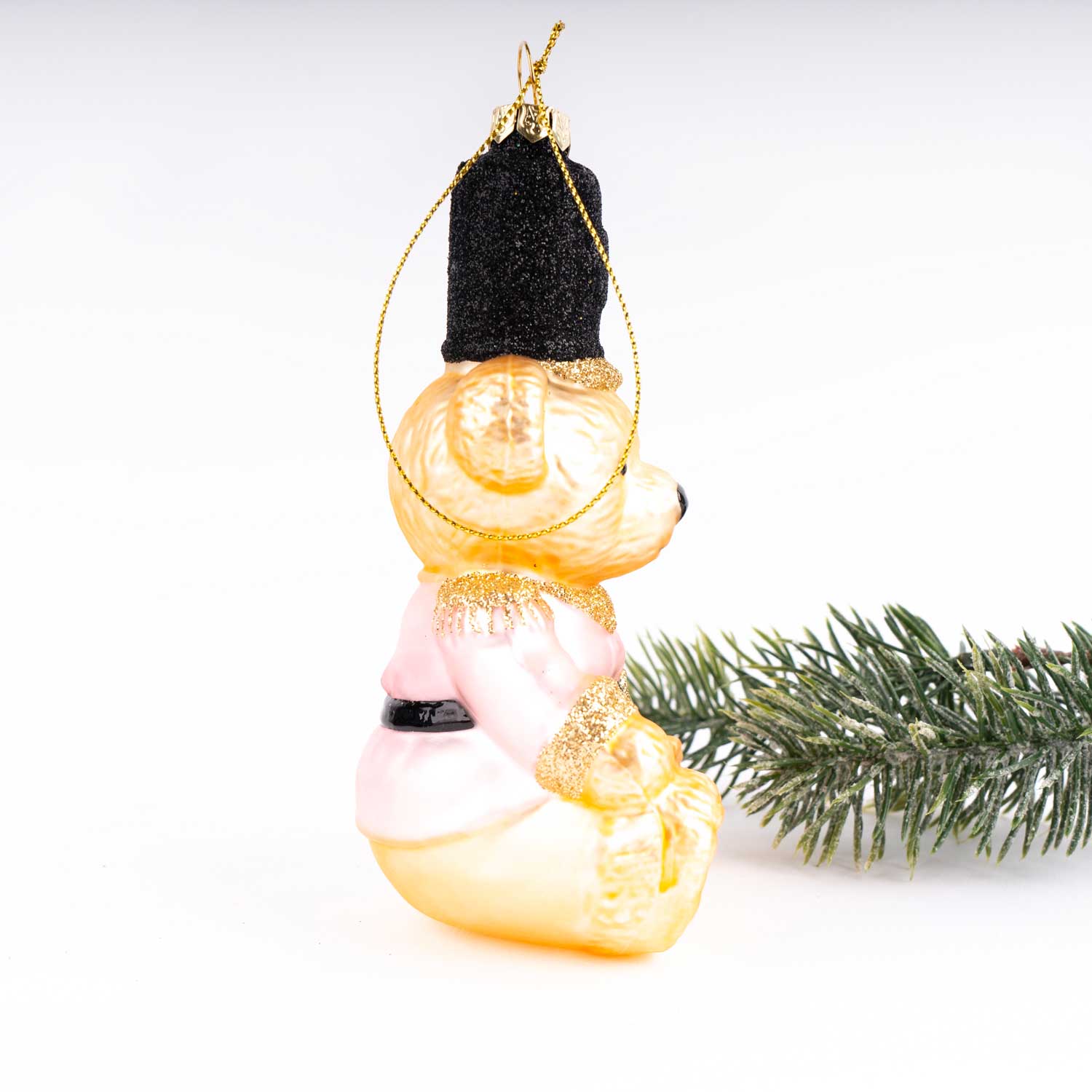 Pink Teddy Bear Boxed Glass Ornament