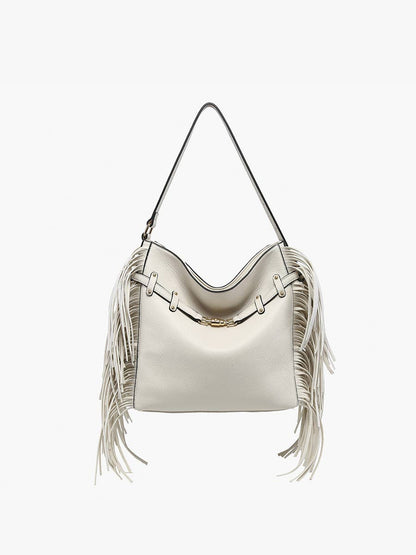 Side Fringe Satchel w/ Decorative Closure