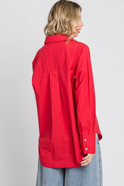 Red Button Down