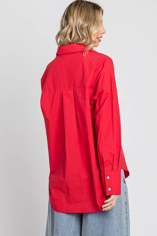 Red Button Down