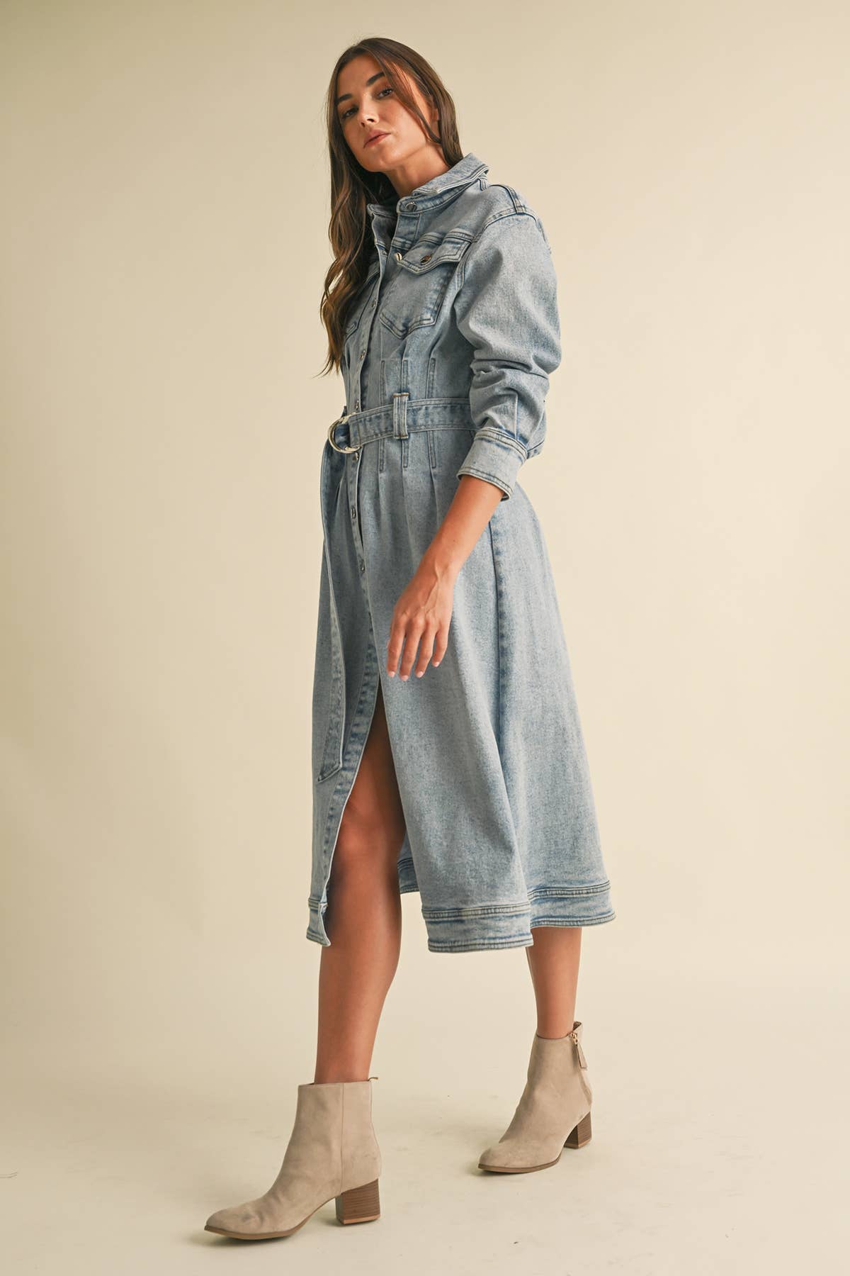 Long Sleeve Denim Shirt Dress