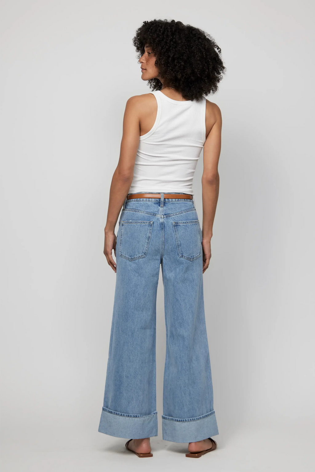 Parker Baggy Cuffed Wide Leg Jean, Light Worn