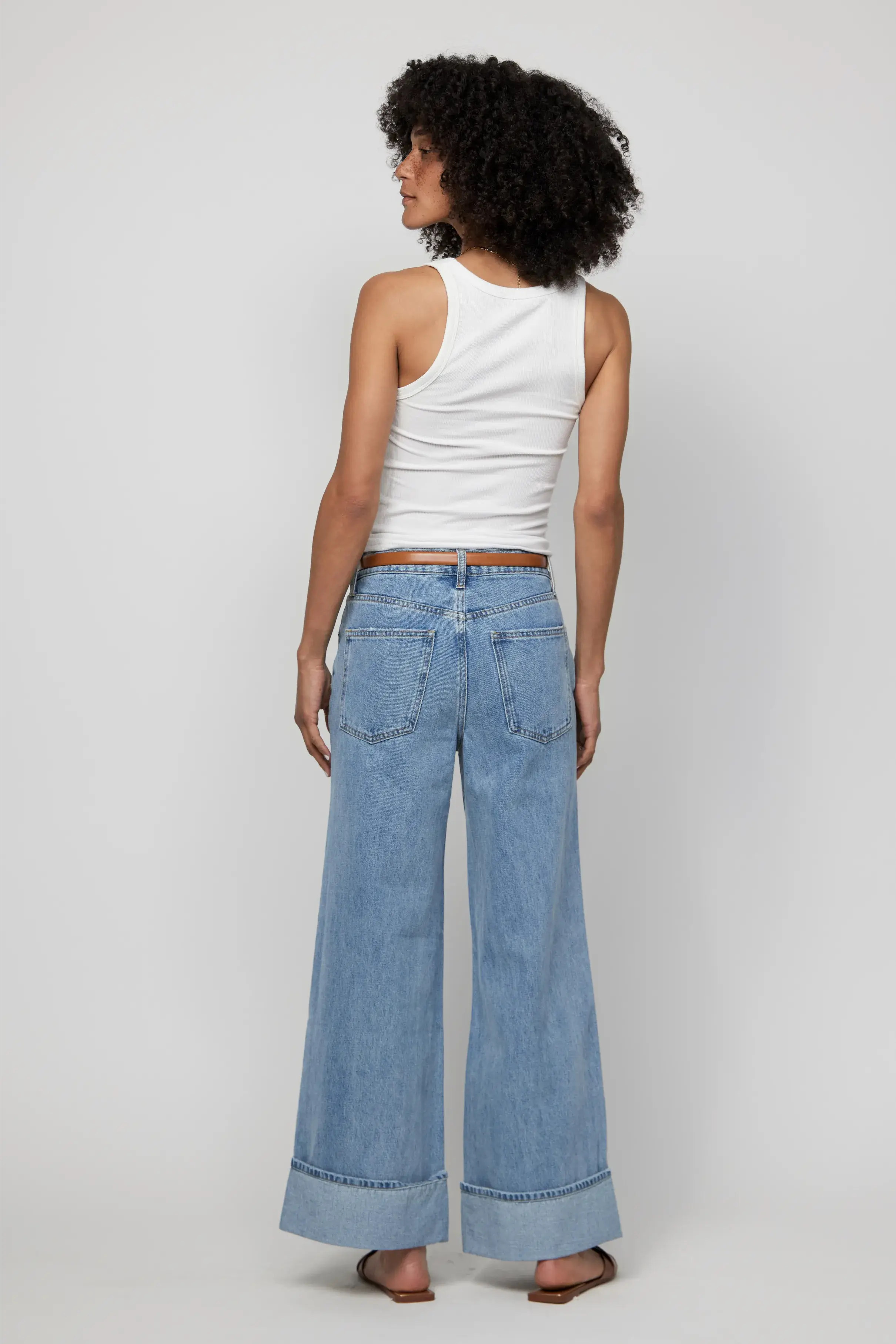 Parker Baggy Cuffed Wide Leg Jean, Light Worn